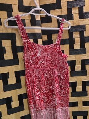 Women's Red Paisley Tank Top Dress - Sleeveless Summer Style